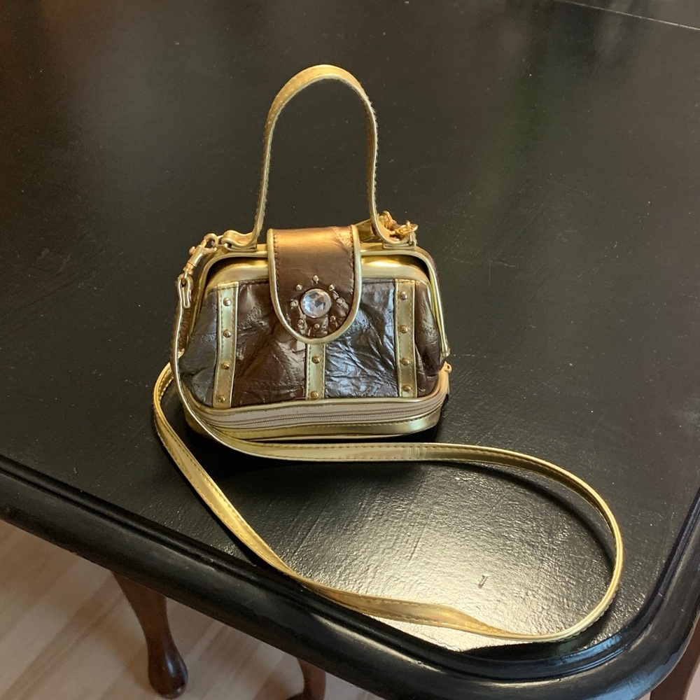 Small Metallic Blend of Leather- Gold, Bronze, Silver Women's Crossbody Bag
